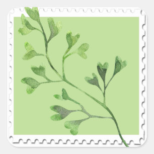 Maidenhair Fern Watercolor Blumenaufkleber Quadratischer Aufkleber