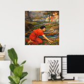 Maidens picking Flowers by a Stream by Waterhouse Poster (Heimbüro)