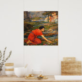 Maidens picking Flowers by a Stream by Waterhouse Poster (Küche)