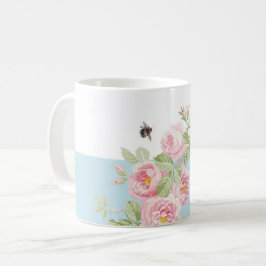 Maifeiertags-Sommer-Rosen-Aqua-Streifen Kaffeetasse