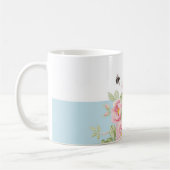 Maifeiertags-Sommer-Rosen-Aqua-Streifen Kaffeetasse (Links)