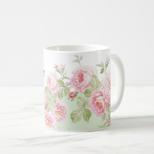 Maifeiertags-Sommer-Rosenbasilikumstreifen Kaffeetasse (VorderseiteRechts)