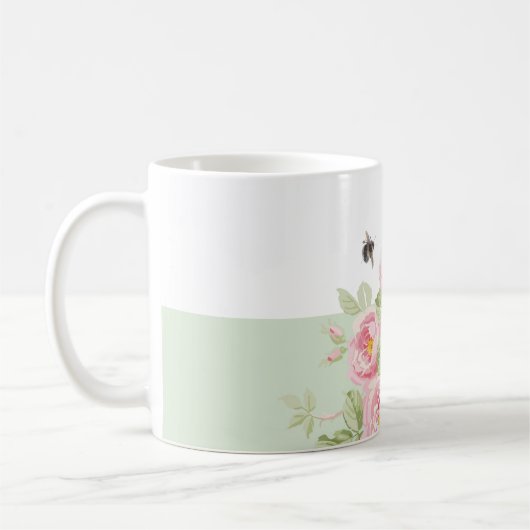 Maifeiertags-Sommer-Rosenbasilikumstreifen Kaffeetasse (Links)