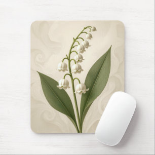 Maiglöckchen auf neutralem abstraktem Design Mousepad