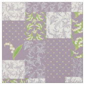 Maiglöckchen-Blumen-Faux-Patchwork Mauve Stoff (Nahaufnahme)