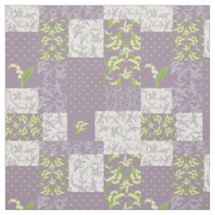 Maiglöckchen-Blumen-Faux-Patchwork Mauve Stoff
