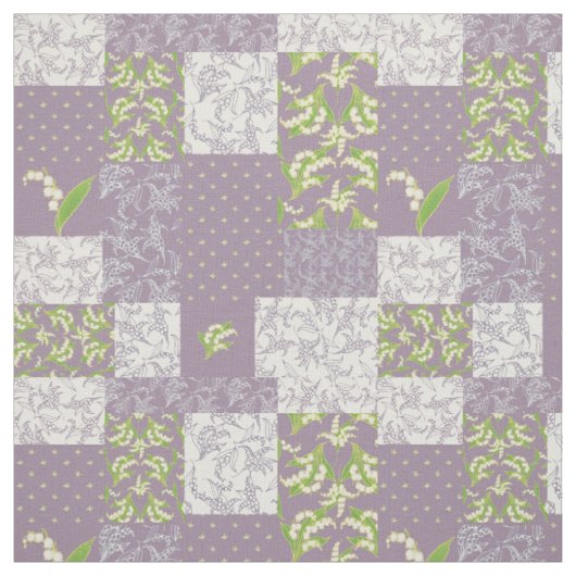 Maiglöckchen-Blumen-Faux-Patchwork Mauve Stoff (Muster)