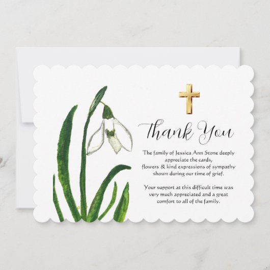 Maiglöckchen-Blumen-Trauerkreuz Danke Einladung (Vorderseite)