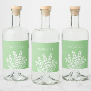 Maiglöckchen Blumenstrauß mit individuellem Namen Alkoholflaschenetikett