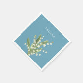 Maiglöckchen-Blumenstrauß mit individuellem Namen Serviette (Ecke)