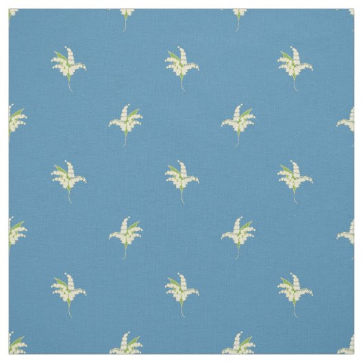 Maiglöckchen-BlumenTupfen auf Blau Stoff (Muster)