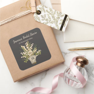 Maiglöckchen-Bouquet-Brautparty Quadratischer Aufkleber