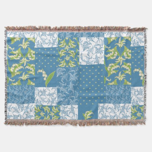 Maiglöckchen-Faux-Patchwork Blau Decke (Vorderseite)