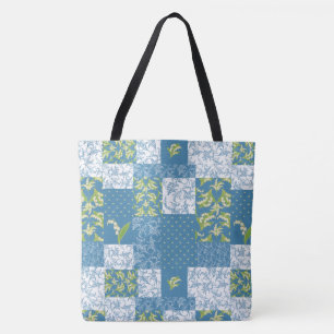 Maiglöckchen-Faux-Patchwork in Blau Tasche