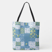 Maiglöckchen-Faux-Patchwork in Blau Tasche (Rückseite)