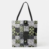 Maiglöckchen-Faux-Patchwork in Schwarz Tasche (Vorderseite)