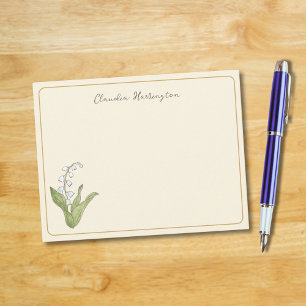 Maiglöckchen handillustriert beiges Blumenmuster Mitteilungskarte