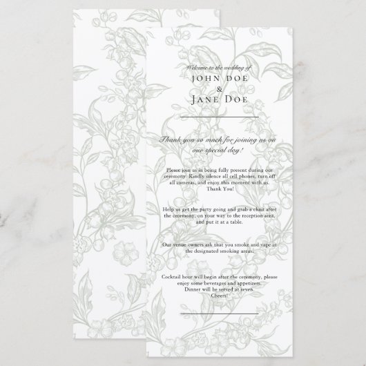 Maiglöckchen-Hochzeitsprogramm Programm (Vorne/Hinten)