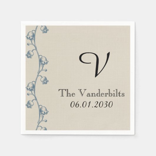 Maiglöckchen-Monogramm-Hochzeit Serviette (Vorderseite)