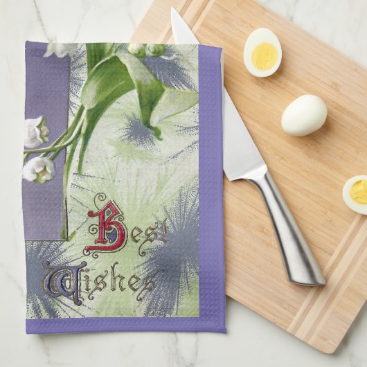 Maiglöckchen-Ostern-Kreuz Handtuch (Viertel Falte)