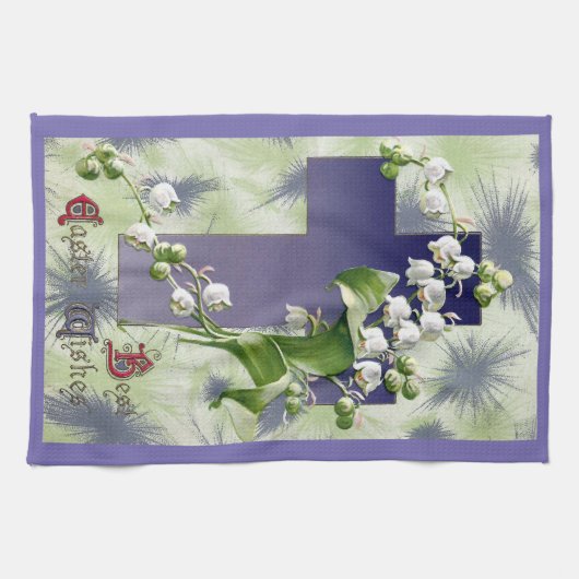 Maiglöckchen-Ostern-Kreuz Handtuch (Horizontal)