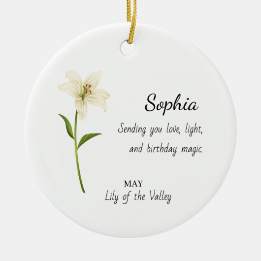 Maiglöckchen Personalisierter Geburtstag Keramik Ornament (Vorne)