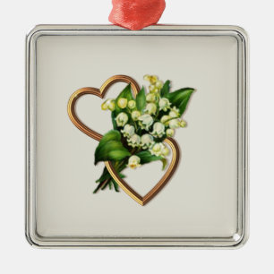 Maiglöckchen und Herzen Ornament Aus Metall