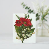 Maiglöckchen Und Mohn Vintage-Design Postkarte (Stehend Vorderseite)