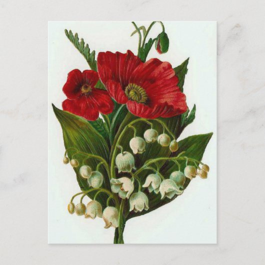Maiglöckchen Und Mohn Vintage-Design Postkarte (Vorderseite)