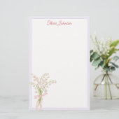 Maiglöckchen-Wasserfarben-Monogramm-Blumenmuster Briefpapier (Stehend Vorderseite)