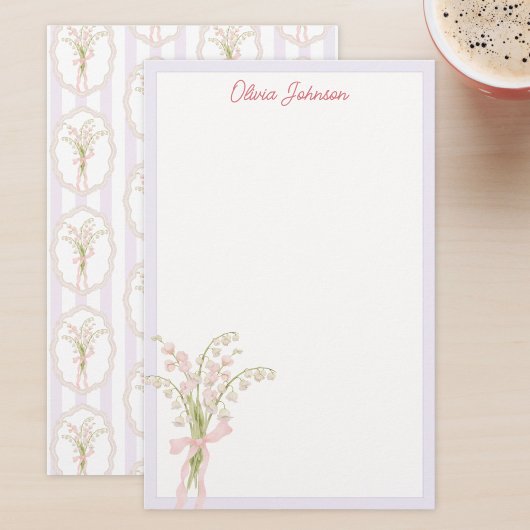 Maiglöckchen-Wasserfarben-Monogramm-Blumenmuster Briefpapier