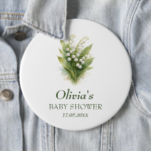 Maiglöckchen Weiße Florale Babyparty Button