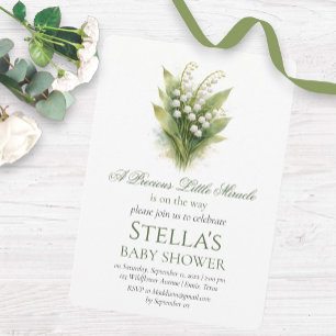 Maiglöckchen Weiße Florale Babyparty Einladung
