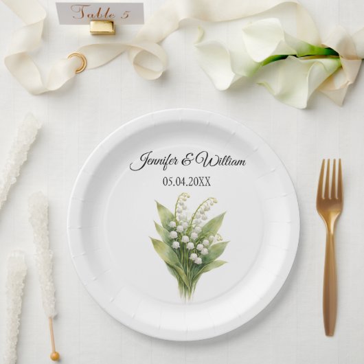 Maiglöckchen Weiße Florale Hochzeit Pappteller (Hochzeit)