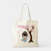 Maiko Kokeshi Doll - Blue Kimono Geisha Girl 2 Tragetasche (Rückseite)