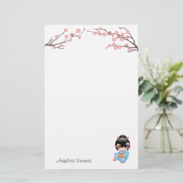 Maiko Kokeshi Doll - Blue Kimono Geisha Girl Briefpapier