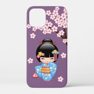 Maiko Kokeshi Doll - Blue Kimono Geisha Girl Case-Mate iPhone Hülle