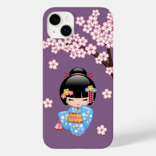 Maiko Kokeshi Doll - Blue Kimono Geisha Girl Case-Mate iPhone 14 Plus Hülle