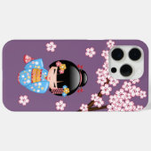 Maiko Kokeshi Doll - Blue Kimono Geisha Girl Case-Mate iPhone Hülle (Rückseite (Horizontal))
