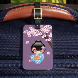 Maiko Kokeshi Doll - Blue Kimono Geisha Girl Gepäckanhänger