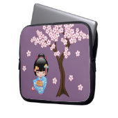 Maiko Kokeshi Doll - Blue Kimono Geisha Girl Laptopschutzhülle (Vorderseite Links)
