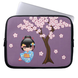 Maiko Kokeshi Doll - Blue Kimono Geisha Girl Laptopschutzhülle