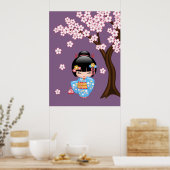 Maiko Kokeshi Doll - Blue Kimono Geisha Girl Poster (Küche)
