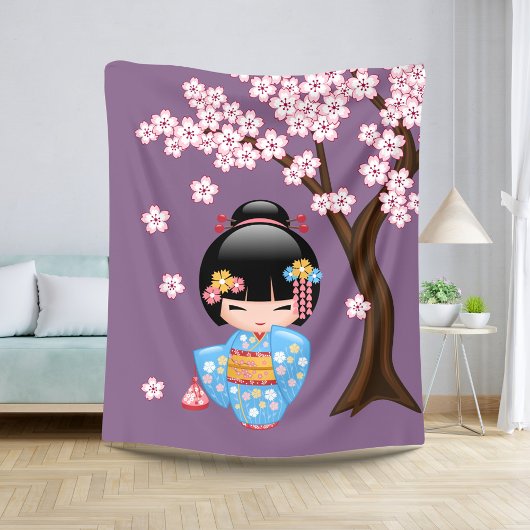 Maiko Kokeshi Doll - Blue Kimono Geisha Girl Sherpadecke