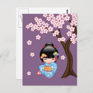 Maiko Kokeshi Doll - Geisha Sie sind willkommen Postkarte