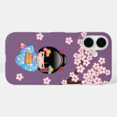 Maiko Kokeshi Doll Niedlich Geisha Girl Lila Case-Mate iPhone Hülle (Rückseite (Horizontal))