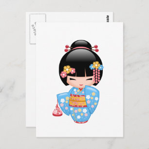 Maiko Kokeshi Doll - Niedlich Geisha Girl Postkarte