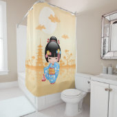 Maiko Kokeshi Doll Niedlich Geisha Girl Yellow Duschvorhang (Beispiel)
