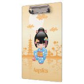 Maiko Kokeshi Doll Niedlich Geisha Girl Yellow Klemmbrett (Links)