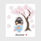 Maiko Kokeshi Doll - Niedliches japanisches Geisha Aufkleber (Blatt)